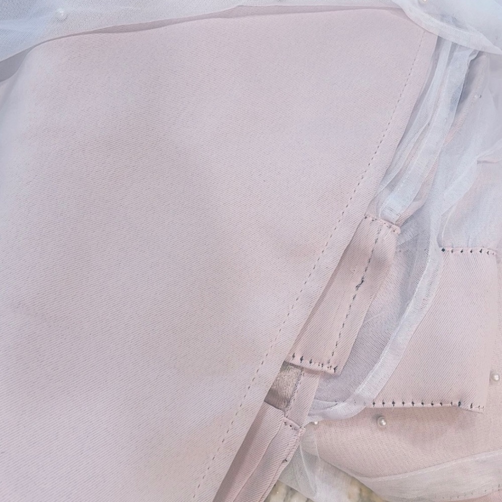 Blush pink curtains w pearls